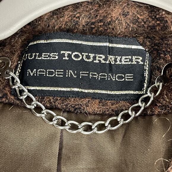 Vintage Jules Tournier Coat Jacket Womens 14 Brown Mohair Made In France 70s - Picture 5 of 16
